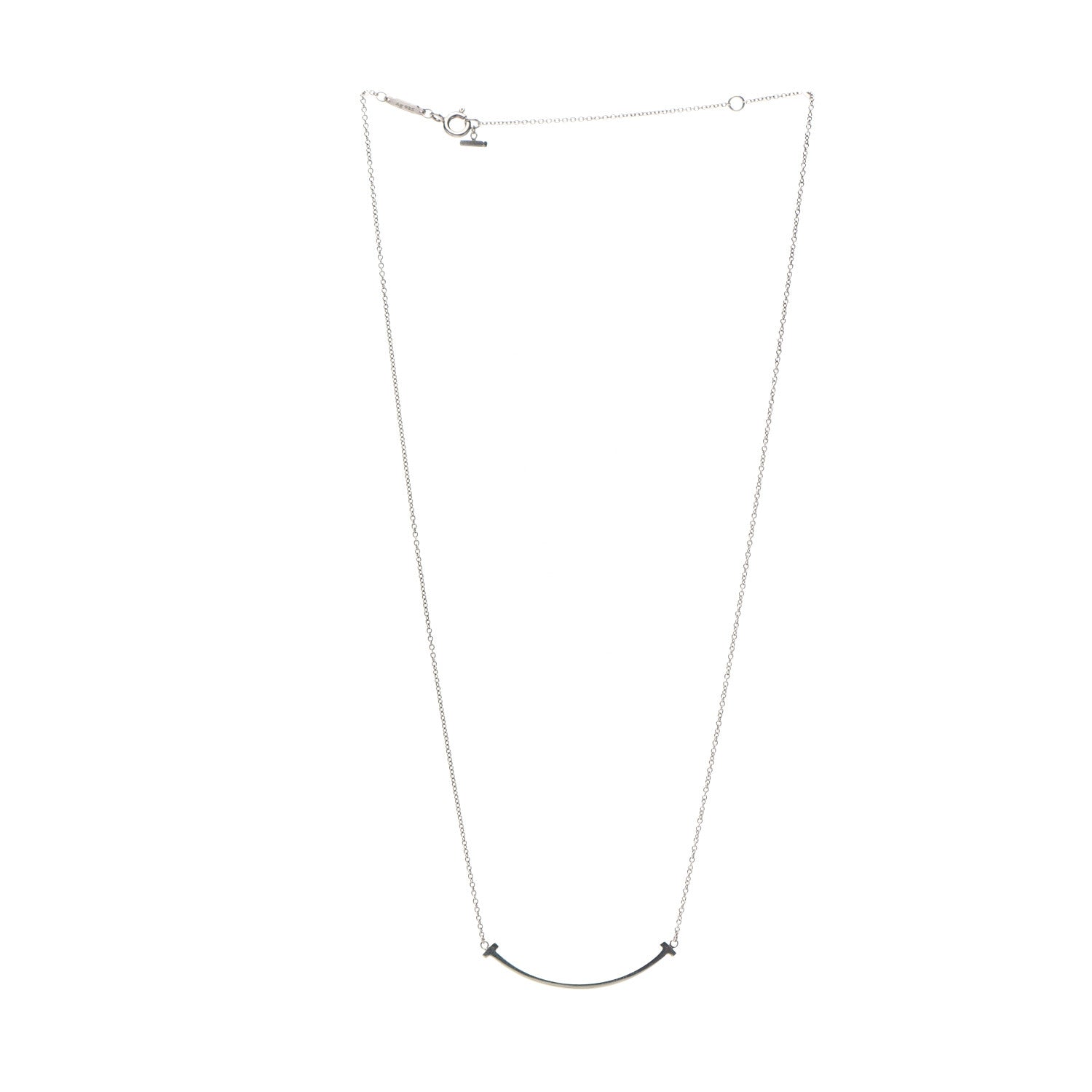 Tiffany Sterling Silver Small T Smile Pendant Necklace 3 of 4