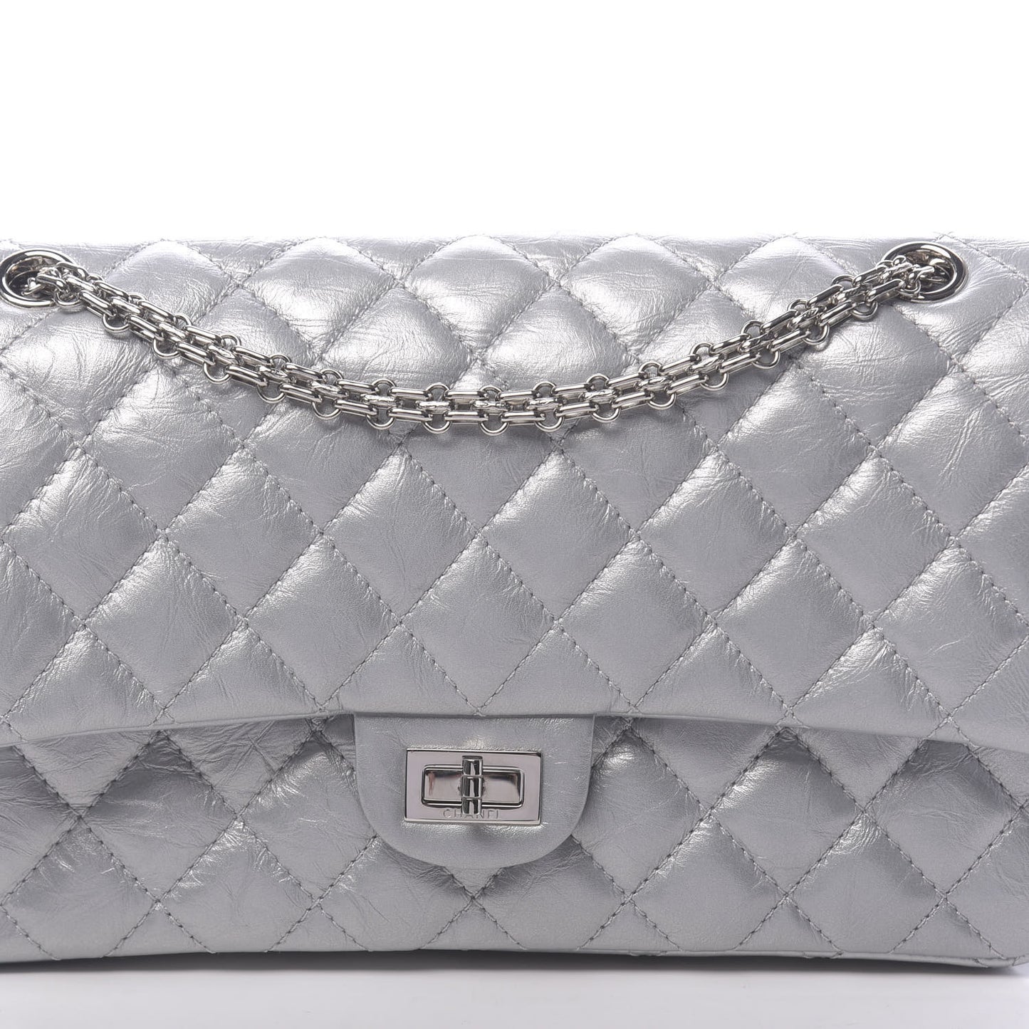 Metallic Aged Calfskin Quilted 2.55 Reissue 226 Flap Silver