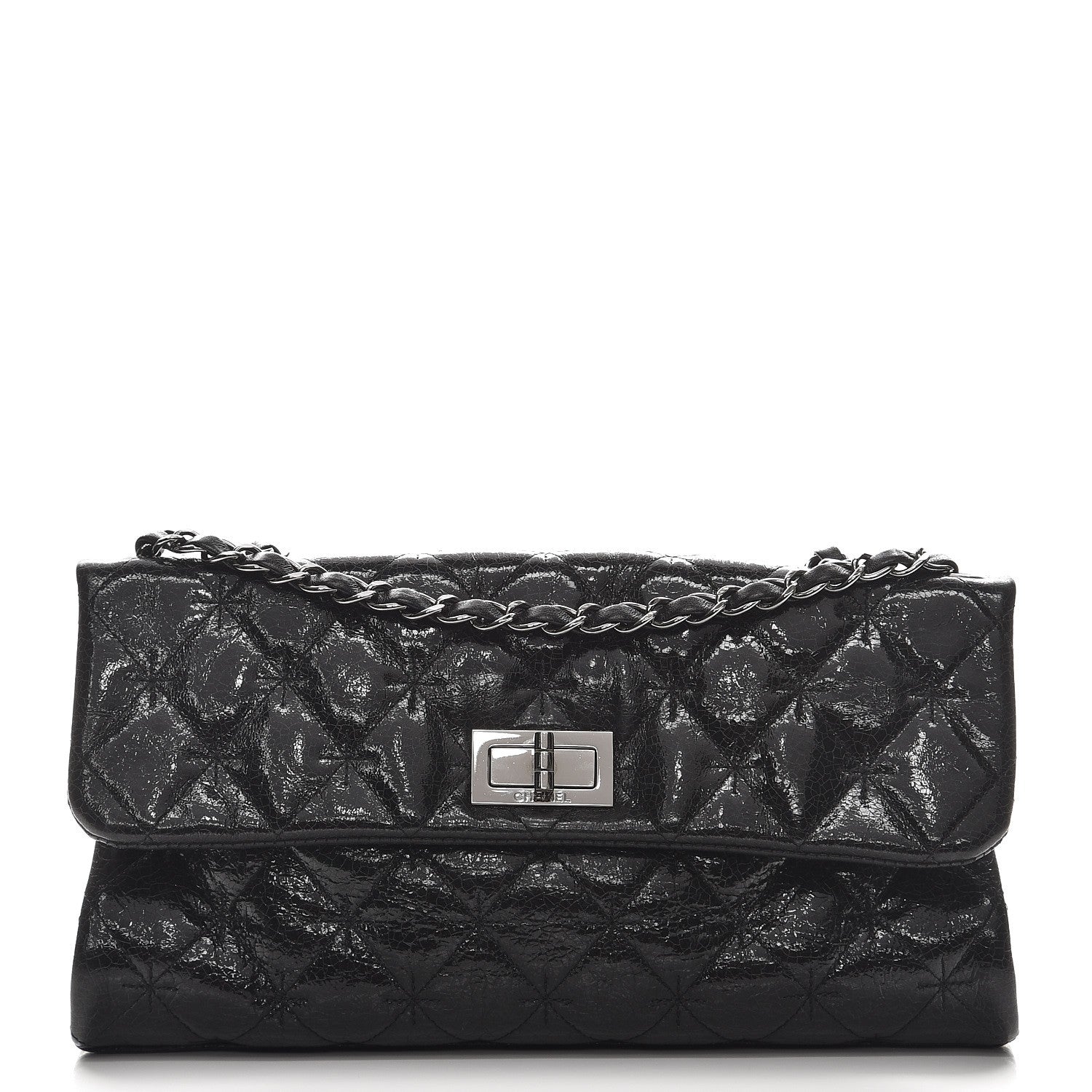 Chanel Glazed Crackled Calfskin Mademoiselle Flap Black 1 of 8