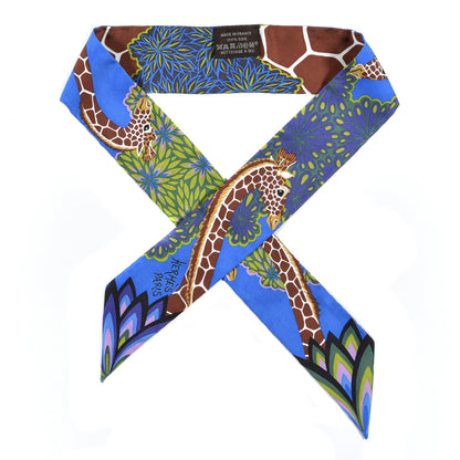 Hermes Silk The Three Graces Twilly Bleu Vert Marron 1 of 4