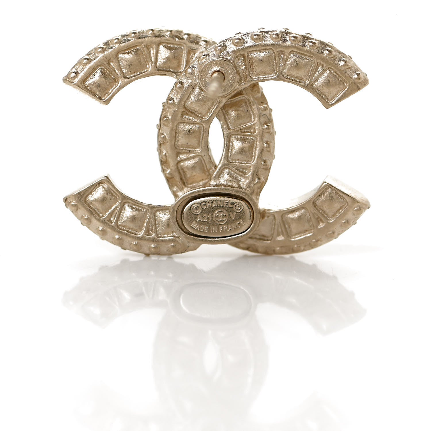 Chanel Crystal Timeless CC Earrings Gold 5 of 6
