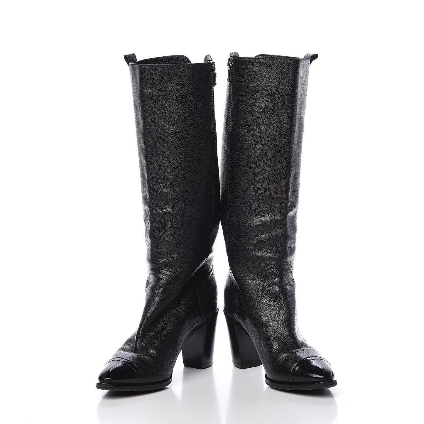 Lambskin Patent CC Cap Toe High Boots 39 Black