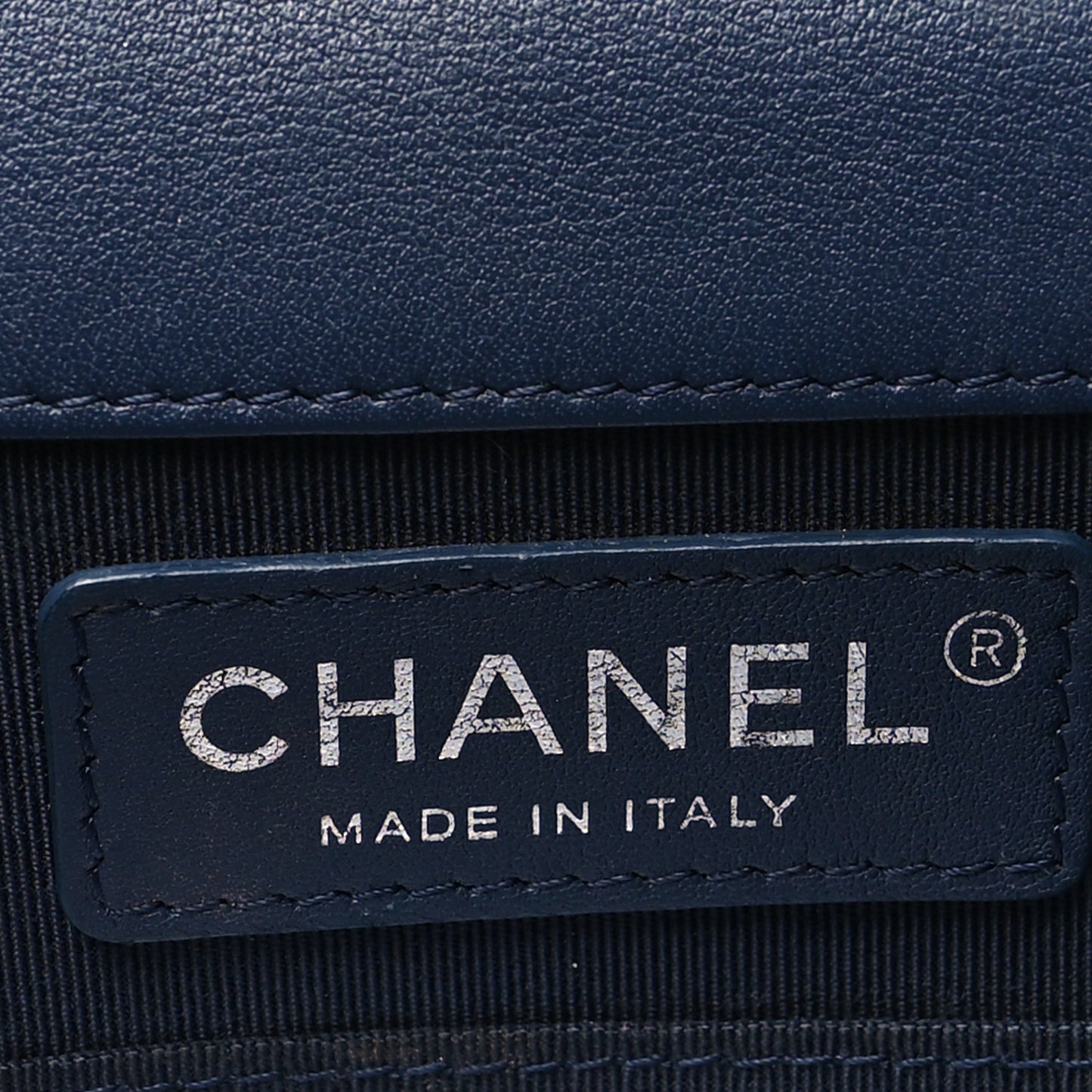 Calfskin Quilted North South Boy Flap Navy