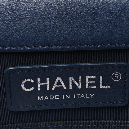 Chanel Calfskin Quilted North South Boy Flap Navy 6 of 12