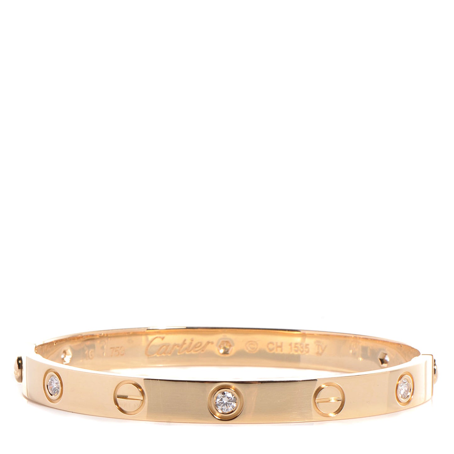 18K Yellow Gold 6 Diamond LOVE Bracelet 16