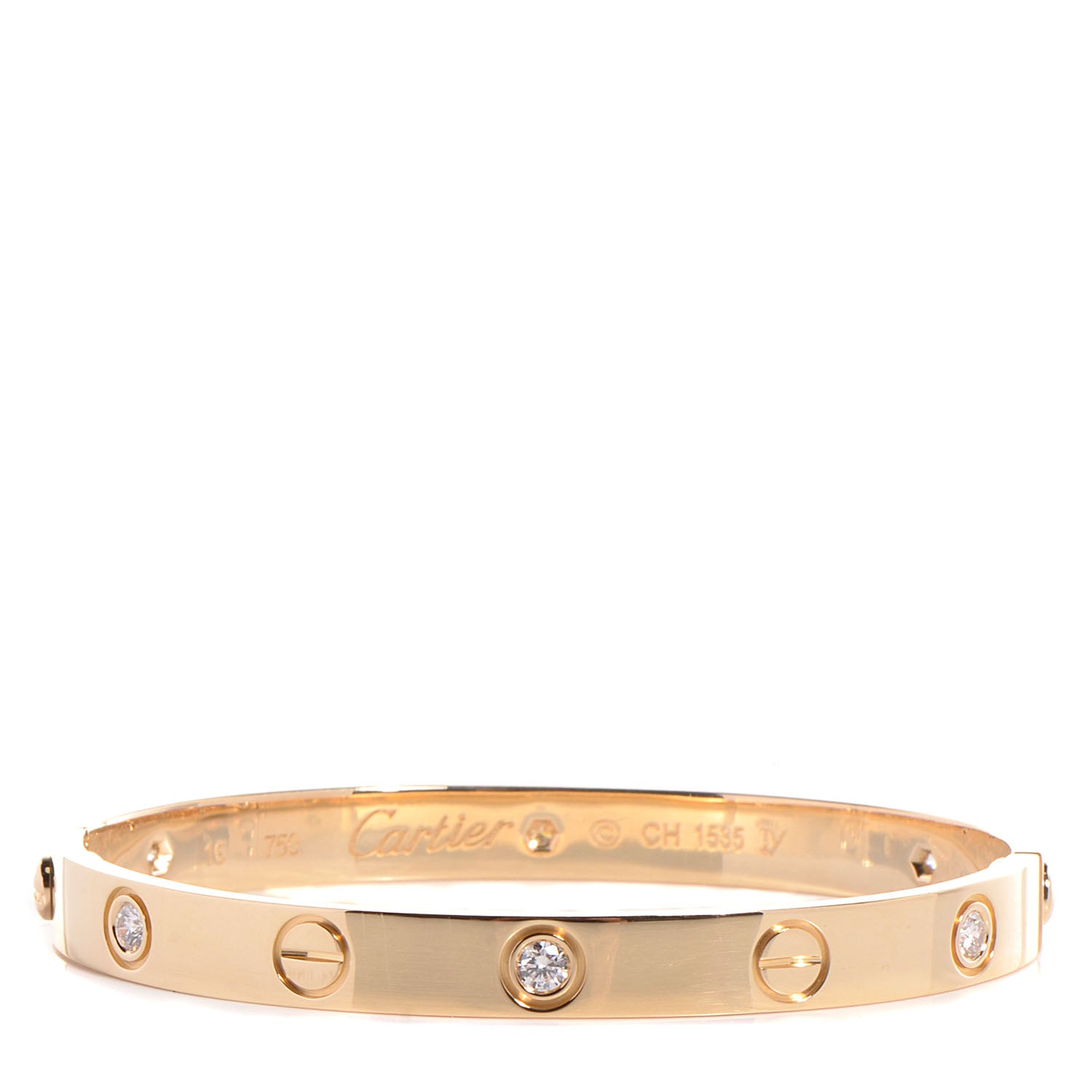 Cartier 18K Yellow Gold 6 Diamond LOVE Bracelet 16 1 of 5