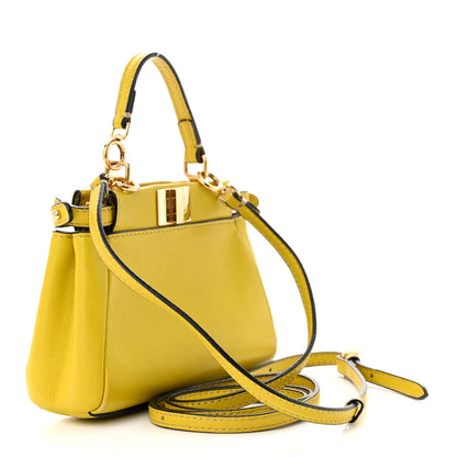 Fendi Shiny Nappa Micro Peekaboo Iconic Satchel Lime 3 of 12