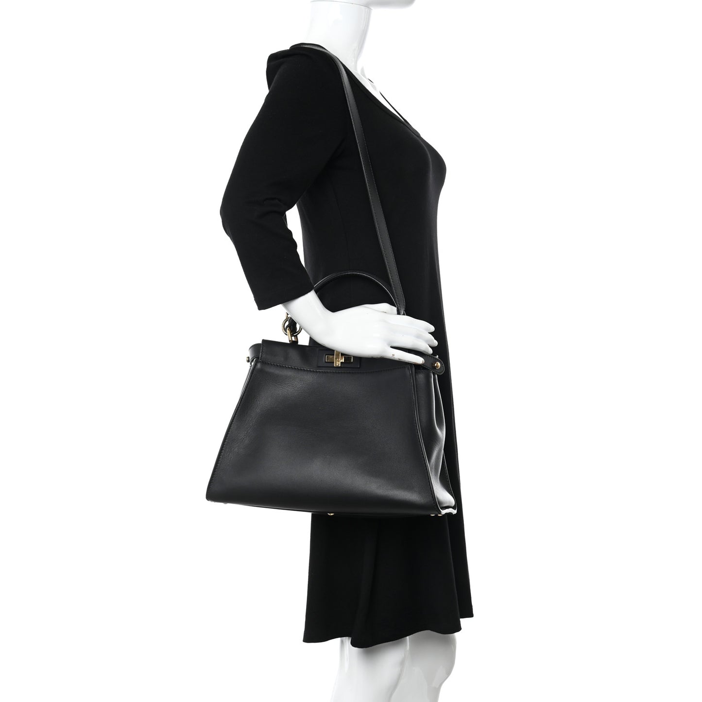 Vitello Seta Shiny Nappa Medium Peekaboo Iconic Satchel Black