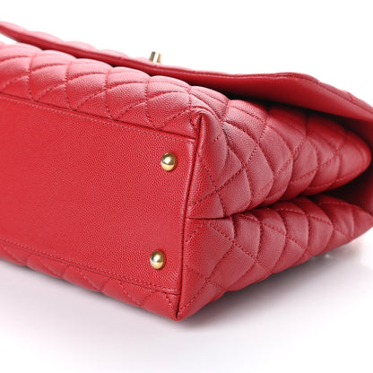 Chanel Caviar Quilted Medium Coco Handle Flap Red 10 of 10