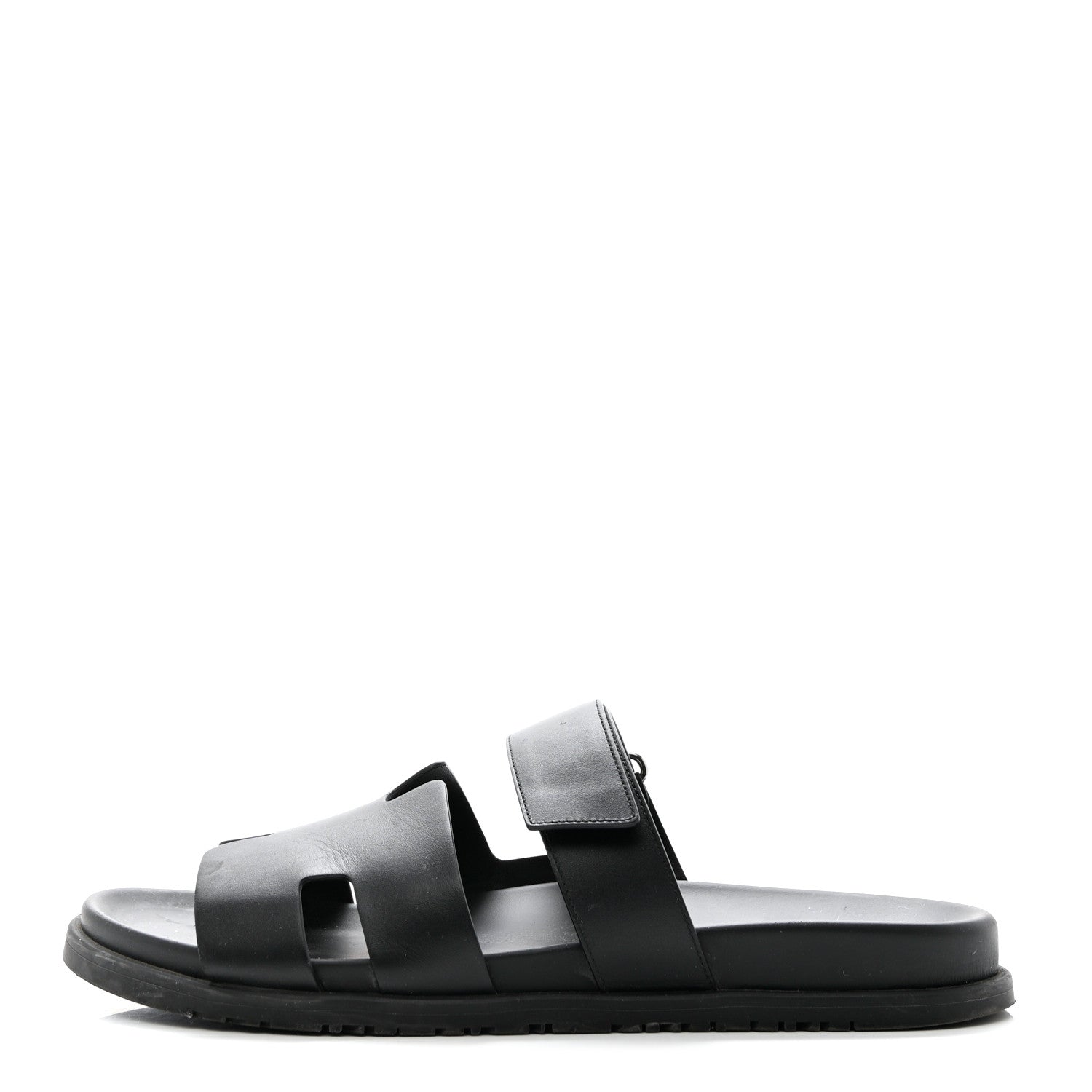 Hermes Calfskin Mens Chypre Sandals 45 Black 1 of 8