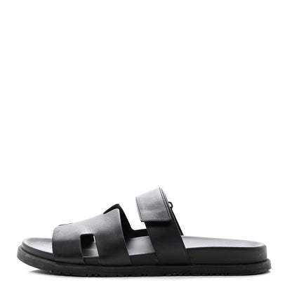 Hermes Calfskin Mens Chypre Sandals 45 Black 1 of 8