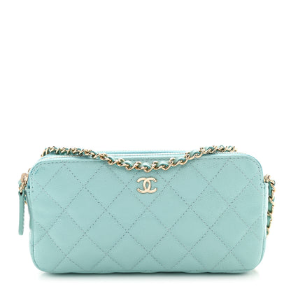 Chanel Caviar Quilted Small Clutch With Chain Light Blue 1 of 14