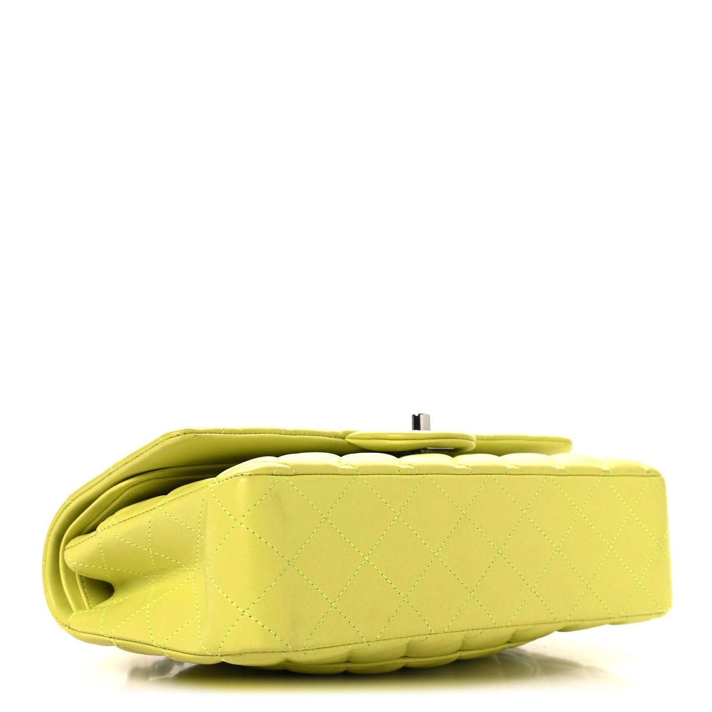 Lambskin Quilted Medium Double Flap Yellow