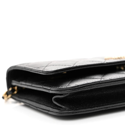 Chanel Caviar Quilted Perforated Metal CC Wallet On Chain WOC Black 10 of 13