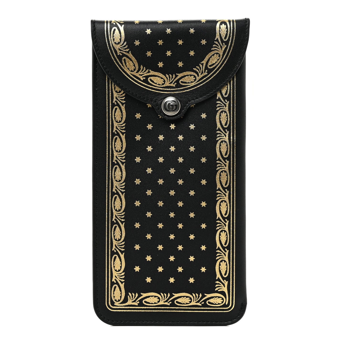 X SEGA Calfskin GUCCY Stars Sunglasses Case Black Gold