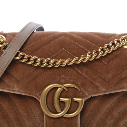 Gucci Velvet Matelasse Small GG Marmont Shoulder Bag Taupe 10 of 10