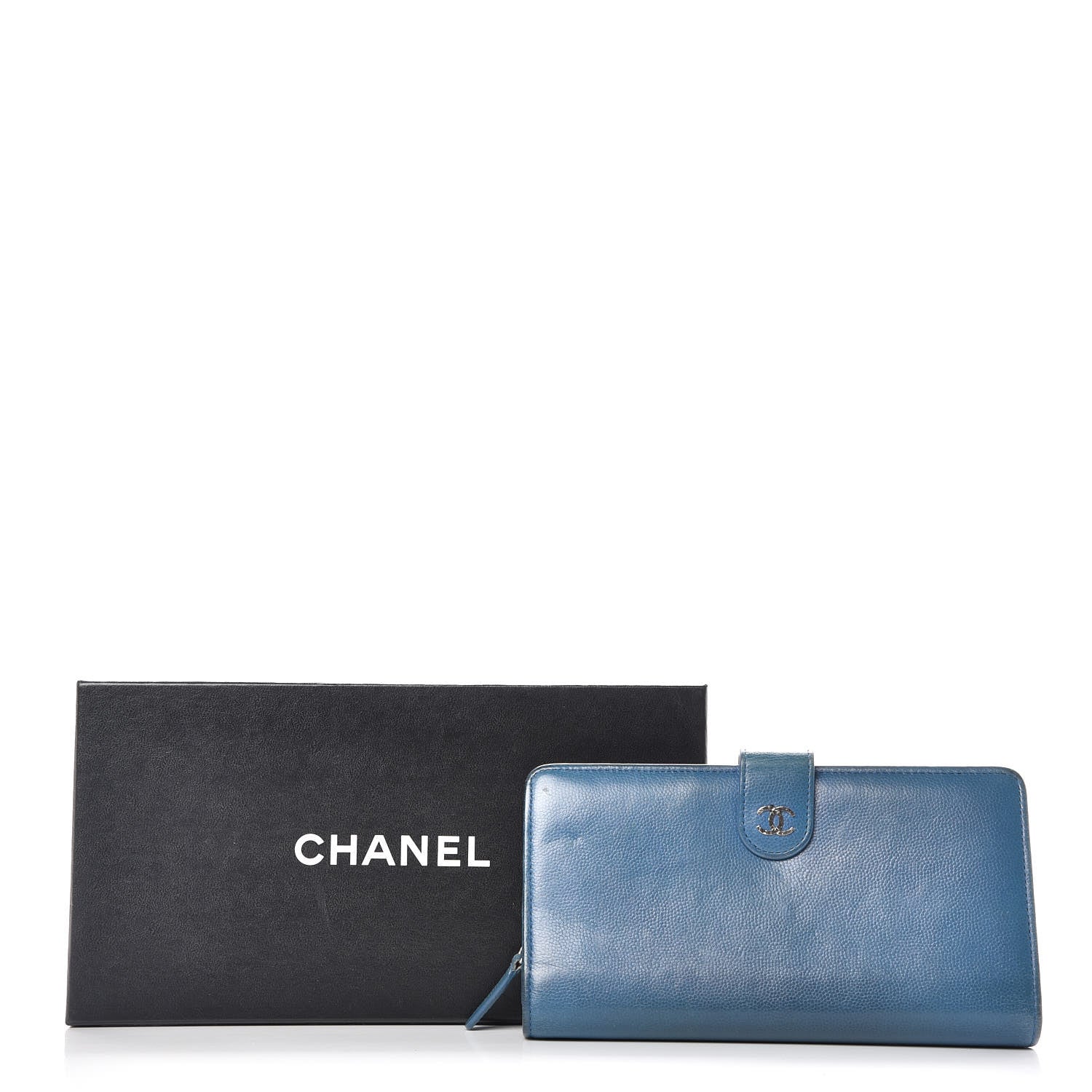 Chanel Caviar Sevruga French Wallet Blue 21 of 21