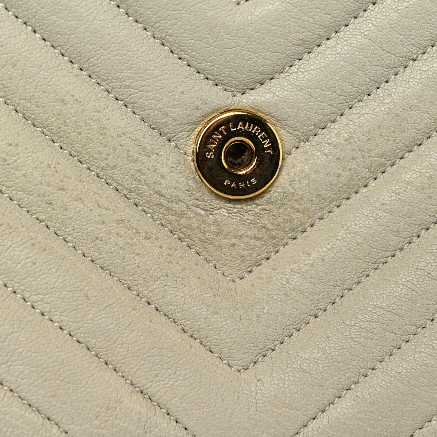 Sheepskin Matelasse Chevron Monogram Large College Satchel Cream Soft