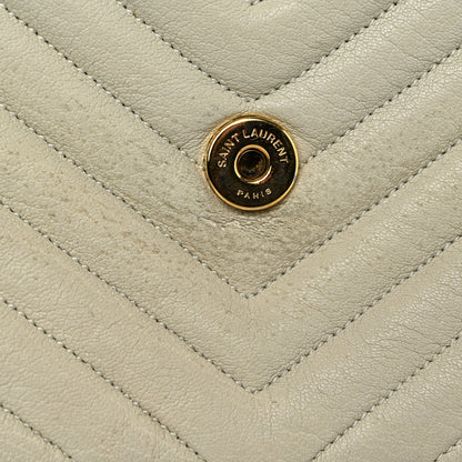 Saint Laurent Sheepskin Matelasse Chevron Monogram Large College Satchel Cream Soft 11 of 21