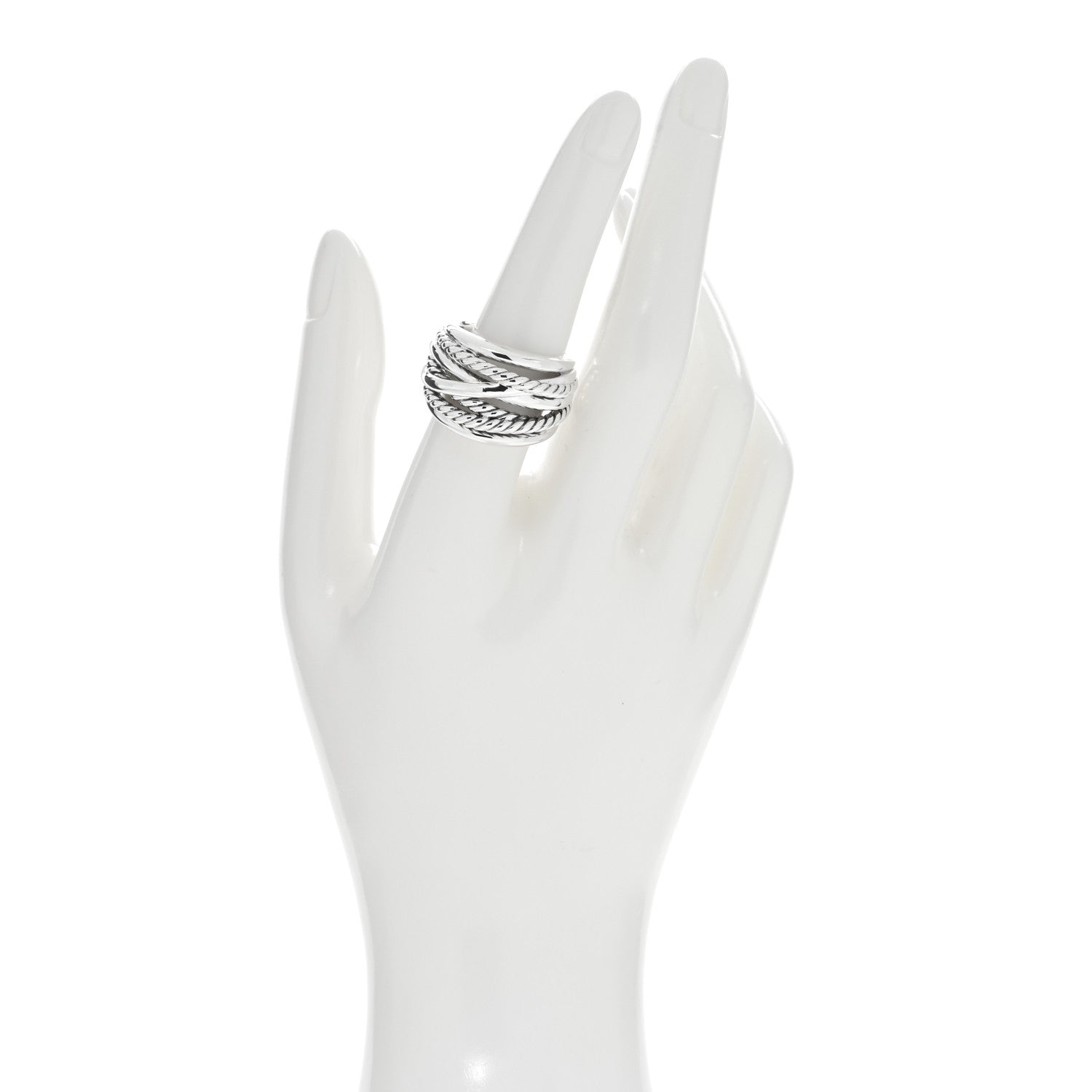 David Yurman Sterling Silver 18mm Wide Crossover Cable Ring 56 7.5 2 of 4