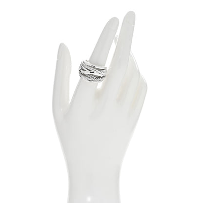 David Yurman Sterling Silver 18mm Wide Crossover Cable Ring 56 7.5 2 of 4