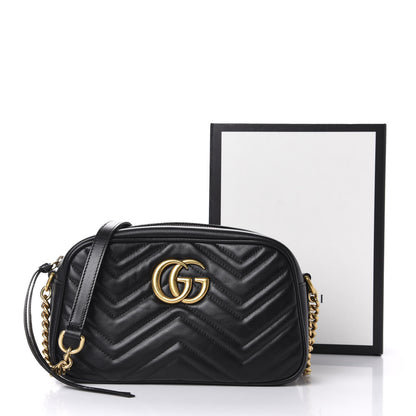 Gucci Calfskin Matelasse Small GG Marmont Chain Shoulder Bag Black 11 of 11