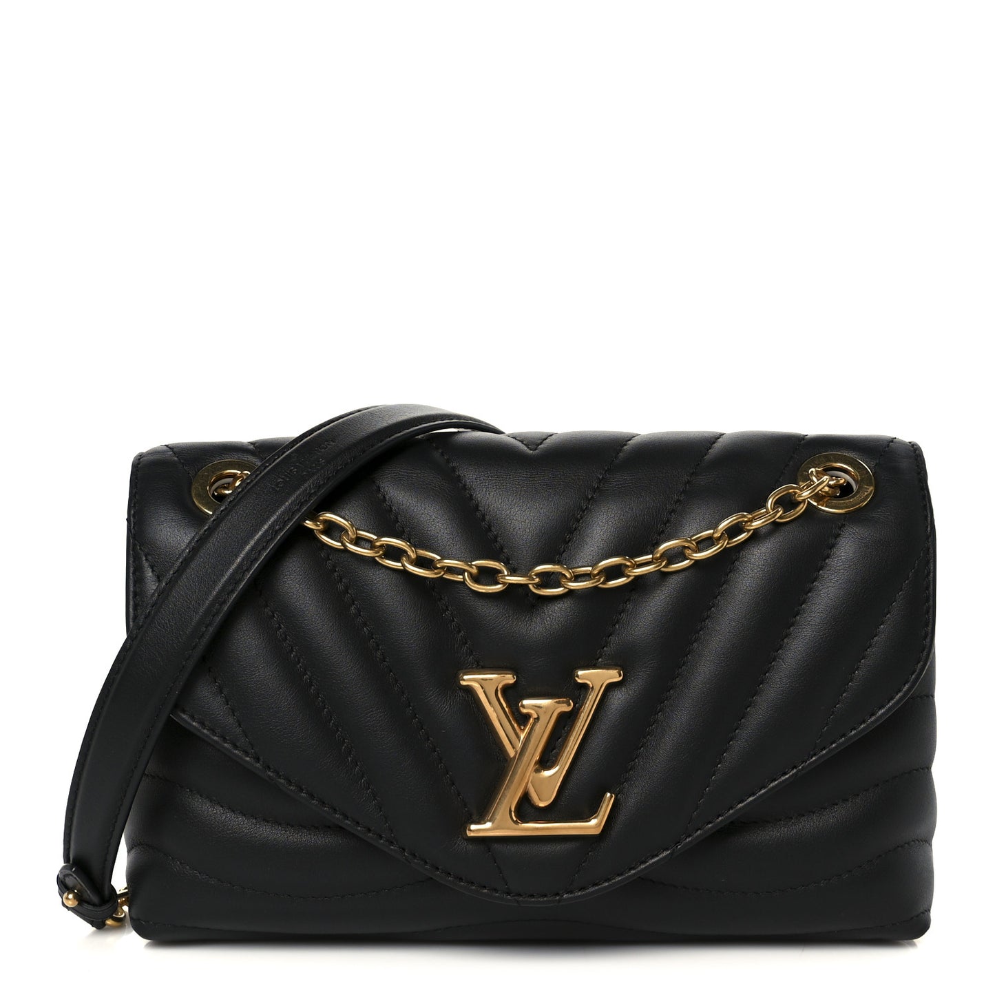 Calfskin LV New Wave Chain Bag Black