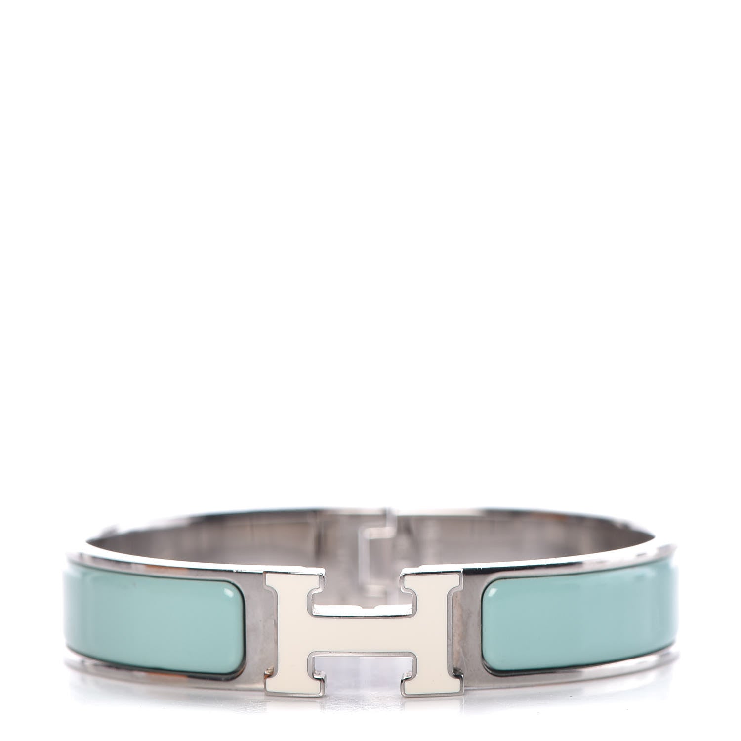 Hermes Enamel Narrow Clic Clac H Bracelet PM Lagon White 1 of 4