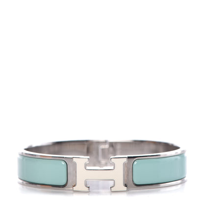 Hermes Enamel Narrow Clic Clac H Bracelet PM Lagon White 1 of 4