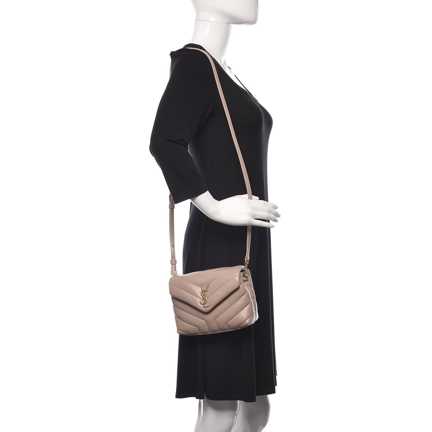 Saint Laurent Calfskin Y Quilted Monogram Toy Loulou Crossbody Bag Marble Pink 2 of 19