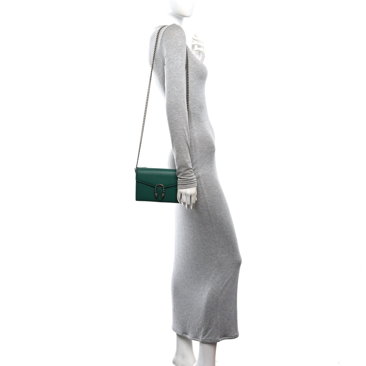 Gucci Calfskin Mini Dionysus Chain Wallet Emerald 2 of 11