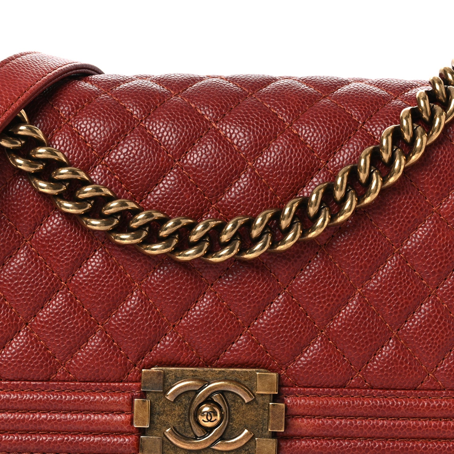 Chanel Caviar Quilted Medium Boy Flap Dark Red 8 of 12