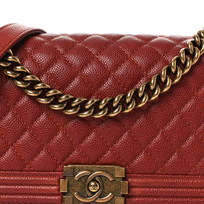 Chanel Caviar Quilted Medium Boy Flap Dark Red 8 of 12