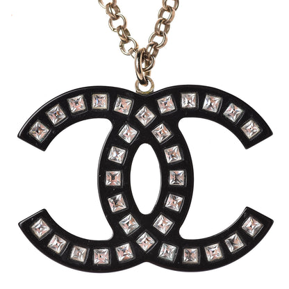 Chanel Resin Baguette Crystal CC Necklace Black 5 of 6