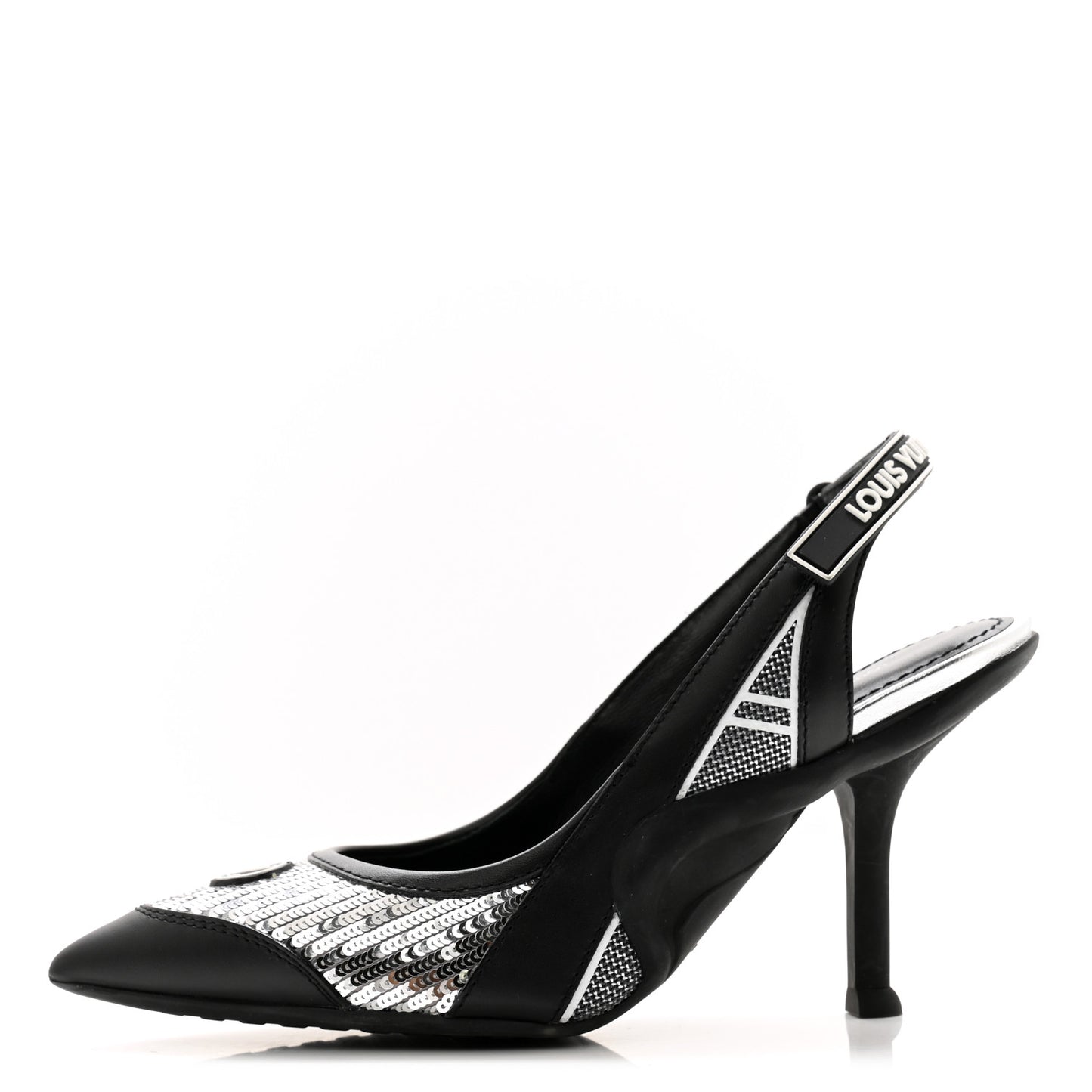 Calfskin Sequin Archlight Slingback Pumps 36 Black