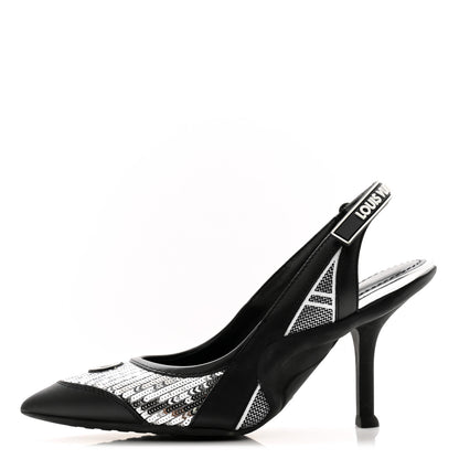 Louis Vuitton Calfskin Sequin Archlight Slingback Pumps 36 Black 1 of 10