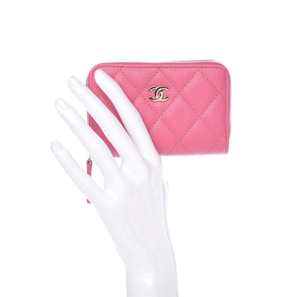 Chanel Caviar Quilted Zip Coin Purse Pink 2 of 8