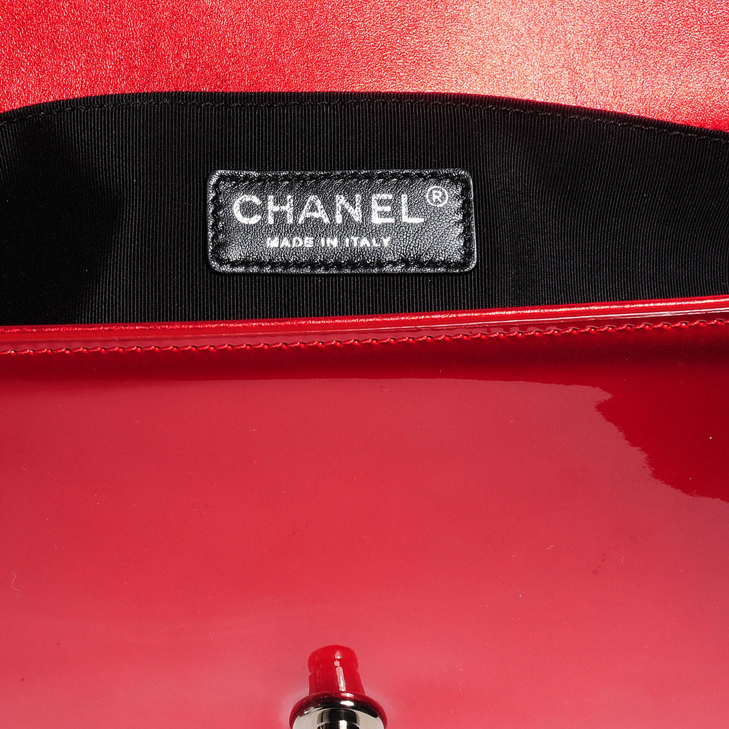 Metallic Patent Quilted Medium Boy Flap Red