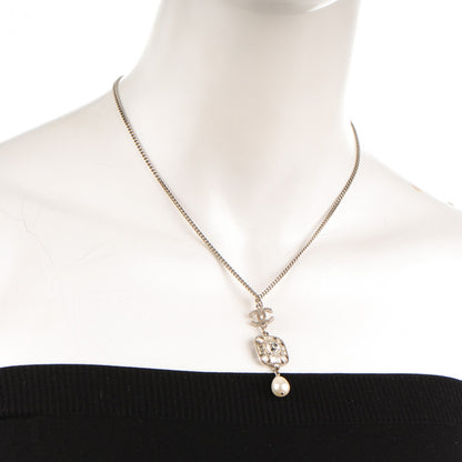 Chanel Crystal Baguette Pearl CC Necklace Silver 2 of 6