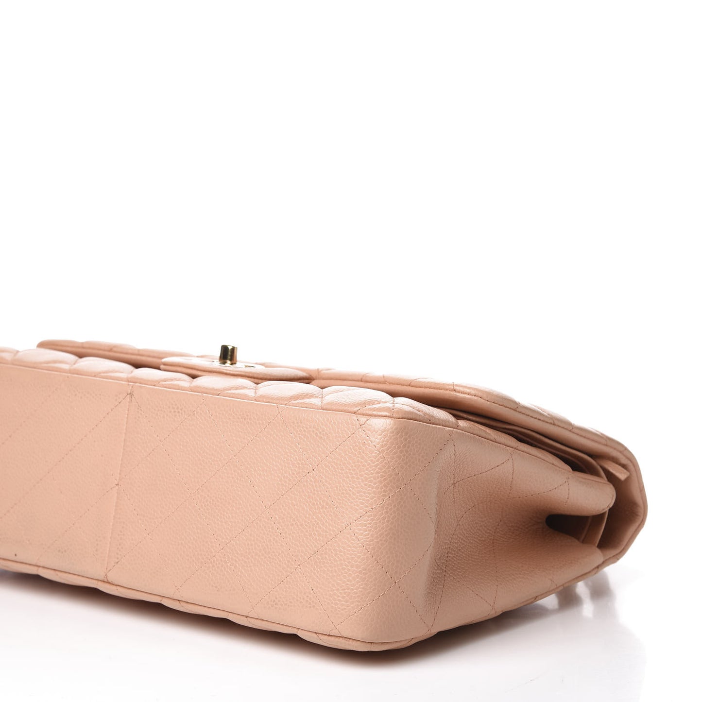 Pearly Caviar Quilted Jumbo Double Flap Beige