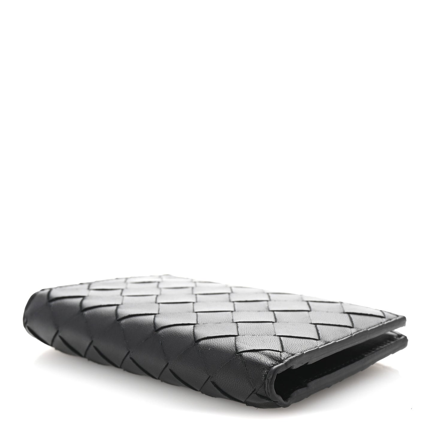 Nappa Intrecciato Medium Bi-Fold Zip Wallet Black