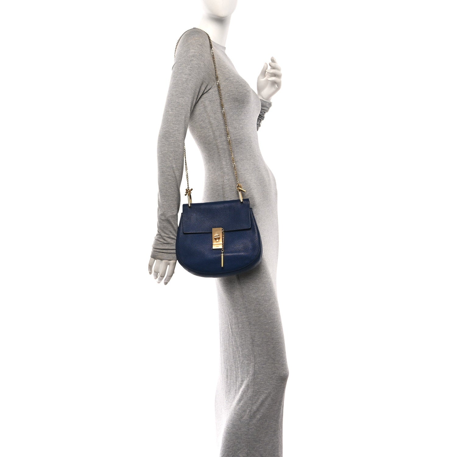 Chloe Grained Lambskin Drew Shoulder Bag Royal Navy 2 of 11