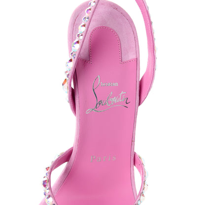 Christian Louboutin Veau Velours Crystal Embellished Emilie 10 Sandals 37.5 Pink 7 of 7