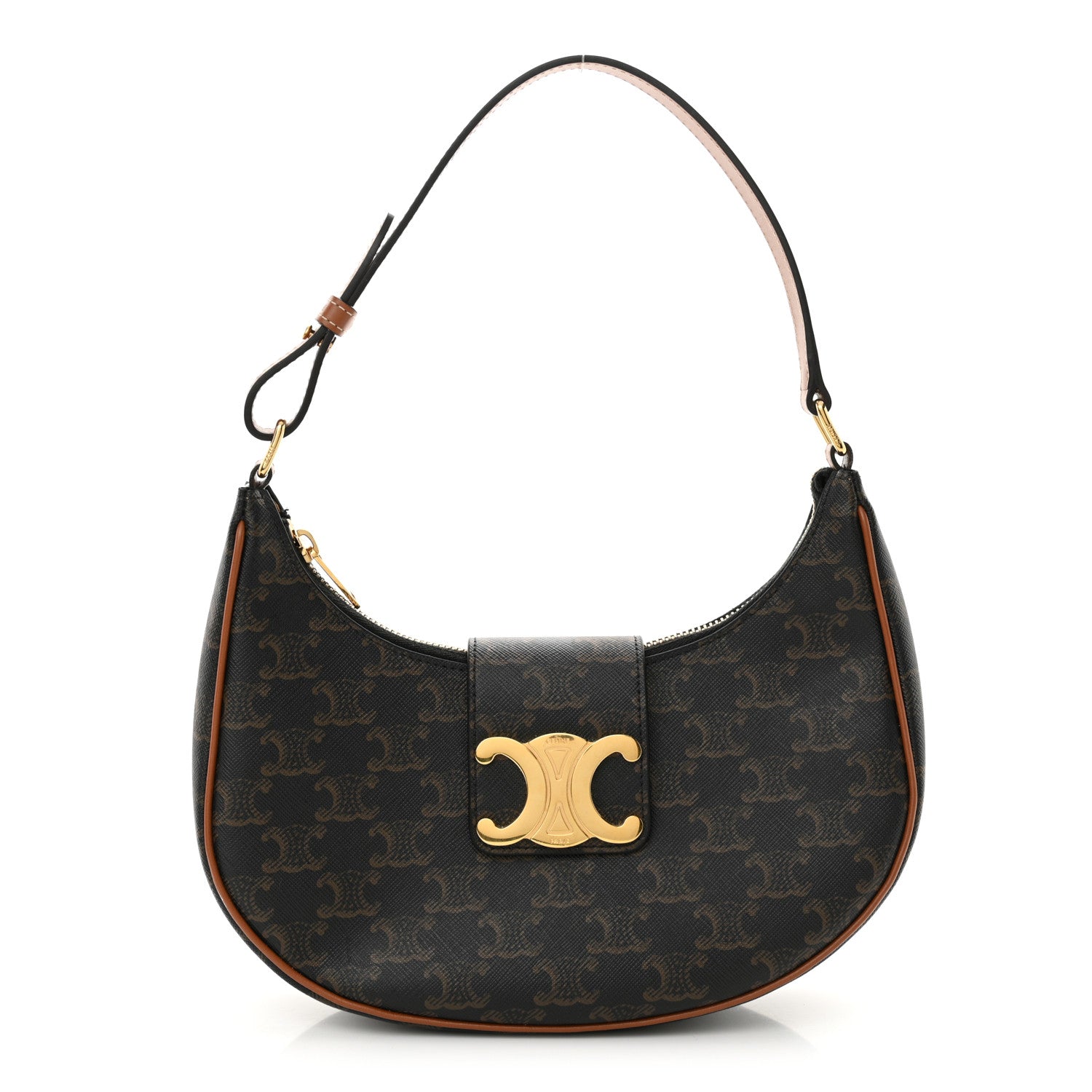 Celine Triomphe Canvas Calfskin Medium Strap Ava Triomphe Shoulder Bag Tan 1 of 12