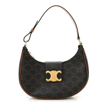 Celine Triomphe Canvas Calfskin Medium Strap Ava Triomphe Shoulder Bag Tan 1 of 12