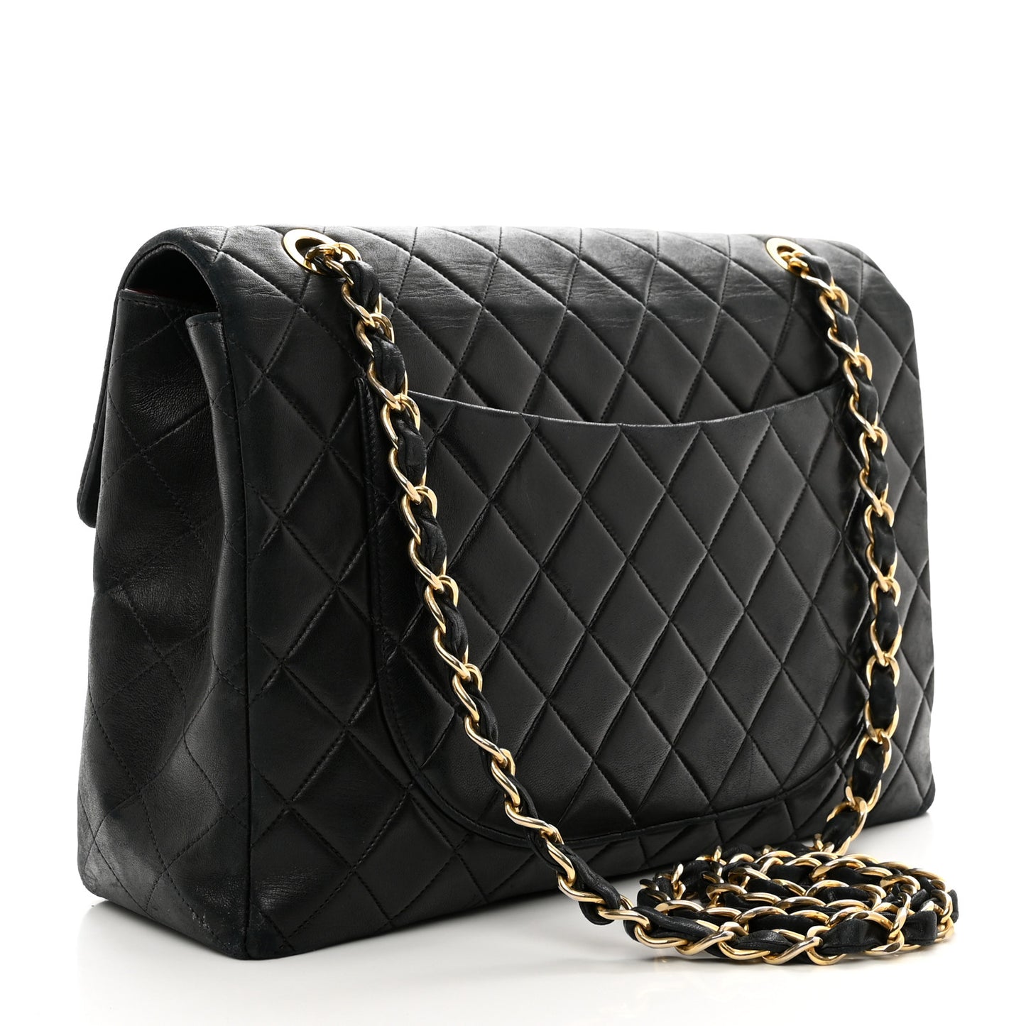 Lambskin Quilted XL Jumbo Single Flap Black