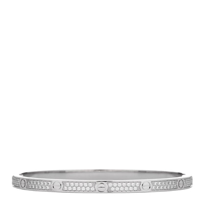 Cartier 18K White Gold Diamond Small LOVE Paved Bracelet 16 2 of 4