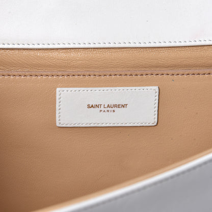Saint Laurent Calfskin Diagonal Clutch White 5 of 9