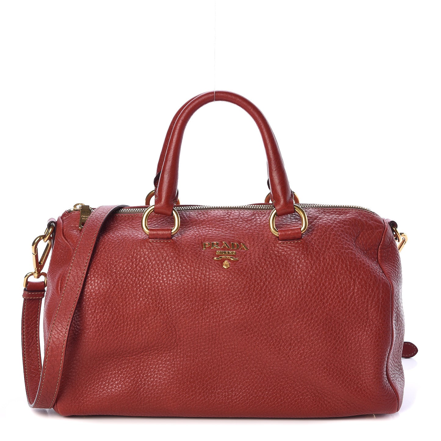 Vitello Daino Top Handle Shoulder Bag Rosso