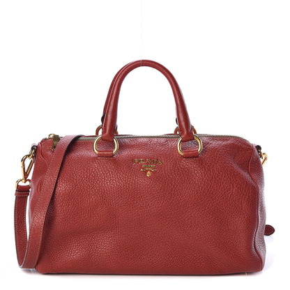 Prada Vitello Daino Top Handle Shoulder Bag Rosso 1 of 11